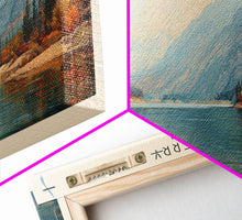 Carregar imagem no visualizador da galeria, Canyon Ferry Lake Montana Framed Canvas Print, Lake House Art, Panoramic Wall Art, Travel Poster, Rustic Lake Painting, Nature Art