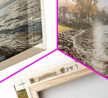 Cargar imagen en el visor de la galería, Cayuga Lake New York Framed Canvas Print, Lake House Art, Panoramic Travel Poster, Wide Wall Art, Modern Lake Painting, Home Decor