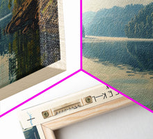 Cargar imagen en el visor de la galería, Cedar Creek Lake Kentucky Framed Canvas Print, Panoramic Lake House Decor, Wide Wall Art, Travel Poster, Rustic Lake Painting, Nature Art