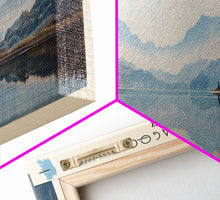 Cargar imagen en el visor de la galería, Chila Lagoon Framed Canvas Print, Panoramic Lake House Decor, Wide Wall Art, Travel Poster, Rustic Lake Painting, Home Decor