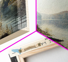 Cargar imagen en el visor de la galería, Christine Lake New Hampshire Framed Canvas Print, Lake House Art, Panoramic Wide Art, Travel Poster, Rustic Lake Painting, Home Decor