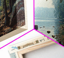 Load image into Gallery viewer, Clopper Lake Maryland Framed Canvas Print, Lake House Art, Panoramic Wide Art, Travel Poster, Minimalist Lake Painting, Home Decor