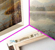 Cargar imagen en el visor de la galería, Cobbosseecontee Lake Maine Framed Canvas Print, Panoramic Lake House Decor, Wide Wall Art, Travel Poster, Rustic Lake Painting, Nature Art