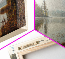 Cargar imagen en el visor de la galería, Columbus Lake Mississippi Framed Canvas Print, Panoramic Lake House Decor, Wide Wall Art, Travel Poster, Rustic Lake Painting, Nature Art