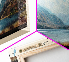 Cargar imagen en el visor de la galería, Convict Lake California Framed Canvas Print, Lake House Art, Panoramic Wide Art, Travel Poster, Modern Lake Painting, Nature Art