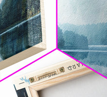 Load image into Gallery viewer, Crab Orchard Lake Illinois Framed Canvas Print, Lake House Art, Panoramic Wide Art, Travel Poster, Modern Lake Painting, Nature Art