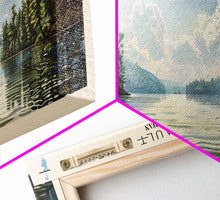 Load image into Gallery viewer, Deschambault Lake Framed Canvas Print, Lake House Decor, Panoramic Wall Art, Travel Poster, Modern Lake Painting, Nature Art