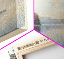 Load image into Gallery viewer, Dezadeash Lake Framed Canvas Print, Panoramic Lake House Decor, Wall Art, Travel Poster, Rustic Lake Painting, Nature Art