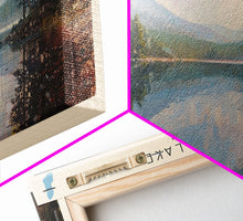 Load image into Gallery viewer, Echo Lake Montana Framed Canvas Print, Panoramic Lake House Decor, Wall Art, Travel Poster, Modern Lake Painting, Nature Art