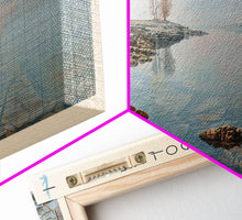 Load image into Gallery viewer, El Dorado Lake Kansas Framed Canvas Print, Lake House Decor, Panoramic Wall Art, Travel Poster, Rustic Lake Painting, Nature Art