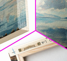 Load image into Gallery viewer, El Vado Lake New Mexico Framed Canvas Print, Lake House Art, Panoramic Travel Poster, Wall Art, Modern Lake Painting, Home Decor