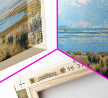 Load image into Gallery viewer, Elephant Butte Reservoir New Mexico Framed Canvas Print, Panoramic Lake House Decor, Wall Art, Travel Poster, Rustic Lake Painting, Nature Art