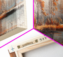 Load image into Gallery viewer, Elk Lake Michigan Framed Canvas Print, Lake House Art, Panoramic Wall Art, Travel Poster, Minimalist Lake Painting, Home Decor