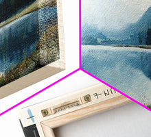 Load image into Gallery viewer, Emaiksoun Lake Framed Canvas Print, Lake House Art, Panoramic Wall Art, Travel Poster, Modern Lake Painting, Home Decor