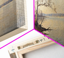 Carregar imagem no visualizador da galeria, Eufaula Lake Oklahoma Framed Canvas Print, Lake House Art, Panoramic Wall Art, Travel Poster, Modern Lake Painting, Nature Art