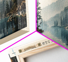 Carregar imagem no visualizador da galeria, Falcon International Reservoir Framed Canvas Print, Lake House Decor, Panoramic Wall Art, Travel Poster, Modern Lake Painting, Nature Art