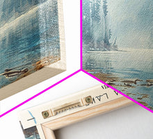 Cargar imagen en el visor de la galería, Ganoga Lake Pennsylvania Framed Canvas Print, Panoramic Lake House Decor, Wall Art, Travel Poster, Vibrant Lake Painting, Nature Art