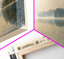 Load image into Gallery viewer, Gardner Lake Connecticut Framed Canvas Print, Lake House Art, Panoramic Wall Art, Travel Poster, Tranquil Lake Painting, Home Decor