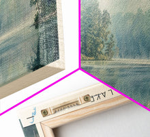 Load image into Gallery viewer, Geist Lake Indiana Framed Canvas Print, Panoramic Lake House Decor, Wall Art, Travel Poster, Peaceful Lake Painting, Nature Art