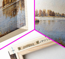 Carregar imagem no visualizador da galeria, Glenn Cunningham Lake Nebraska Framed Canvas Print, Lake House Art, Panoramic Wall Art, Travel Poster, Picturesque Lake Painting, Home Decor