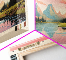 Carregar imagem no visualizador da galeria, Alice Lake Idaho Framed Canvas Print, Panoramic Wall Art, Midcentury Modern, Pop Art, Travel Poster, Lake House Decor