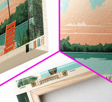 Load image into Gallery viewer, Alligator Lake Florida Framed Canvas Print, Panoramic Travel Poster, Pop Art, Midcentury Modern Wall Art, Scenic Bedroom Decor