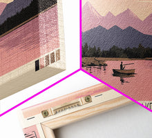 Load image into Gallery viewer, American Lake Colorado Framed Canvas Print, Panoramic Travel Poster, Pop Art, Midcentury Modern Wall Art, Scenic Bedroom Art