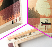 Load image into Gallery viewer, Arkabutla Lake Mississippi Framed Canvas Print, Panoramic Wall Art, Midcentury Modern, Pop Art, Travel Poster, Scenic Lake House Art