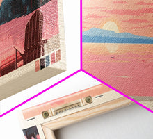 Carregar imagem no visualizador da galeria, Badin Lake North Carolina Framed Canvas Print, Panoramic Wall Art, Midcentury Modern, Pop Art, Travel Poster, Scenic Bedroom Art