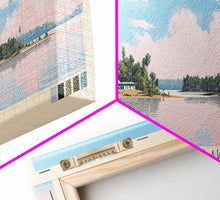 Load image into Gallery viewer, Bay Springs Lake Mississippi Framed Canvas Print, Panoramic Wall Art, Midcentury Modern, Pop Art, Travel Poster, Scenic Living Room Decor, Bedroom Art