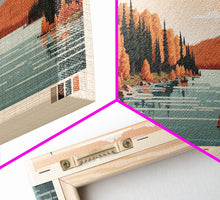 Load image into Gallery viewer, Bear Lake Utah Idaho Framed Canvas Print, Panoramic Travel Poster, Midcentury Modern Wall Art, Pop Art, Nature Living Room Art, Lake House Decor