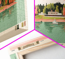 Load image into Gallery viewer, Beaver Lake Arkansas Framed Canvas Print, Panoramic Wall Art, Midcentury Modern, Pop Art, Travel Poster, Scenic Lake House Art, Bedroom Decor