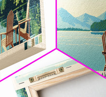 Load image into Gallery viewer, Beech Fork Lake West Virginia Framed Canvas Print, Panoramic Wall Art, Midcentury Modern, Pop Art, Travel Poster, Scenic Lake House Decor, Bedroom Art