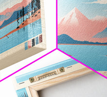 Load image into Gallery viewer, Big Bear Lake California Framed Canvas Print, Panoramic Wall Art, Midcentury Modern, Pop Art, Travel Poster, Scenic Bedroom Art, Living Room Decor