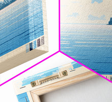 Load image into Gallery viewer, Blue Cypress Lake Florida Framed Canvas Print, Panoramic Wall Art, Midcentury Modern, Pop Art, Travel Poster, Scenic Living Room Art, Lake House Decor