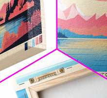 Load image into Gallery viewer, Bolton Lakes Connecticut Framed Canvas Print, Panoramic Wall Art, Midcentury Modern, Pop Art, Travel Poster, Scenic Living Room Art, Lake House Decor