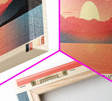 Load image into Gallery viewer, Boysen Reservoir Wyoming Framed Canvas Print, Panoramic Travel Poster, Midcentury Modern Wall Art, Pop Art, Nature Bedroom Decor, Scenic Lake House Art