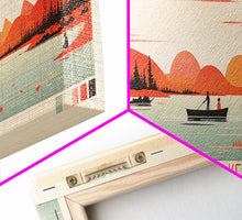 Carregar imagem no visualizador da galeria, Buffalo Lake Northwest Territories Framed Canvas Print, Pop Art Panoramic Travel Poster, Midcentury Modern, Wall Art, Scenic Nature Painting, Bedroom Decor