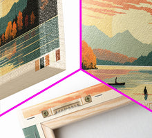 Cargar imagen en el visor de la galería, Cave Run Lake Kentucky Framed Canvas Print, Midcentury Modern Panoramic Wall Art, Living Room Decor, Pop Art, Travel Poster Art, Nature Art, Lake House Decor