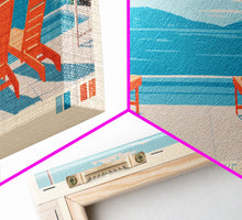 Cargar imagen en el visor de la galería, Cayuga Lake New York Framed Canvas Print, Pop Art Panoramic Travel Poster, Midcentury Modern, Wall Art, Scenic Nature Painting, Bedroom Decor, Living Room Art