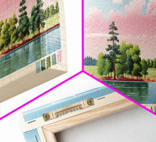 Cargar imagen en el visor de la galería, Conestoga Lake Nebraska Framed Canvas Print, Pop Art Panoramic Travel Poster, Midcentury Modern, Wall Art, Scenic Nature Painting, Bedroom Decor, Living Room Art