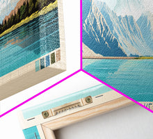 Cargar imagen en el visor de la galería, Convict Lake California Framed Canvas Print, Midcentury Modern Panoramic Wall Art, Living Room Decor, Pop Art, Travel Poster Art, Nature Art, Lake House Decor