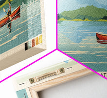 Load image into Gallery viewer, Echoing Lake Ontario Framed Canvas Print, Panoramic Art, Midcentury Modern, Pop Art, Bedroom Decor, Travel Poster, Lake View