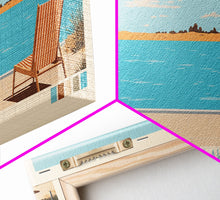 Load image into Gallery viewer, El Dorado Lake Kansas Framed Canvas Print, Panoramic Wall Art, Midcentury Modern, Pop Art, Living Room Art, Travel Poster, Vintage Lake Art