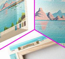 Load image into Gallery viewer, Elephant Butte Reservoir New Mexico Framed Canvas Print, Panoramic Wall Art, Midcentury Modern, Pop Art, Living Room Decor, Travel Poster, Lake Art