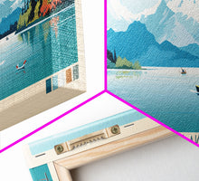 Load image into Gallery viewer, Emaiksoun Lake Alaska Framed Canvas Print, Panoramic Wall Art, Midcentury Modern, Pop Art, Bedroom Decor, Travel Poster, Nature Art