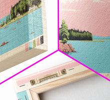 Carregar imagem no visualizador da galeria, Eufaula Lake Oklahoma Framed Canvas Print, Panoramic Art, Midcentury Modern, Pop Art, Living Room Wall Art, Travel Poster, Nature Art