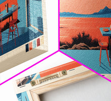 Cargar imagen en el visor de la galería, Fish Lake Utah Framed Canvas Print, Panoramic Art, Midcentury Modern, Pop Art, Living Room Wall Art, Travel Poster, Nature Painting, Home Decor
