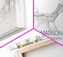 Load image into Gallery viewer, Madison City Map, Wisconsin Map, Map Art, Modern Art, Wall Art, Canvas Art, Unique Gifts, Large Wall Art, College Décor, Room Décor, Prints