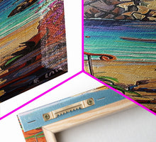 Load image into Gallery viewer, Coastal Wall Art Framed and Printed on Canvas, Surf Wall Art, Textured Canvas Painting Framed, Narrow Modern Wall Art for Office